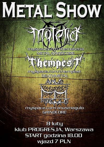 Plakat - Materia, Thempest, Anus Magulo