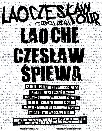 Plakat - Lao Che, Czesław Śpiewa