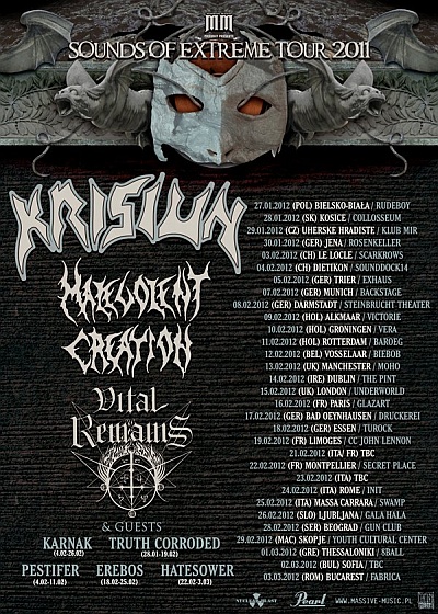 Plakat - Krisiun, Malevolent Creation, Vital Remains