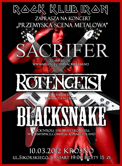 Plakat - Sacrifer, Rotengeist, Blacksnake