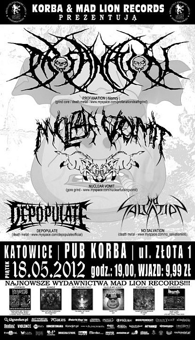 Plakat - Profanation, Nuclear Vomit, Depopulate