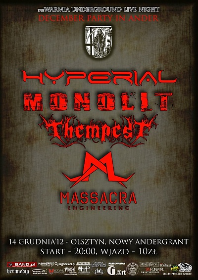 Plakat - Hyperial, Monolit, Thempest, Massacra Engineering